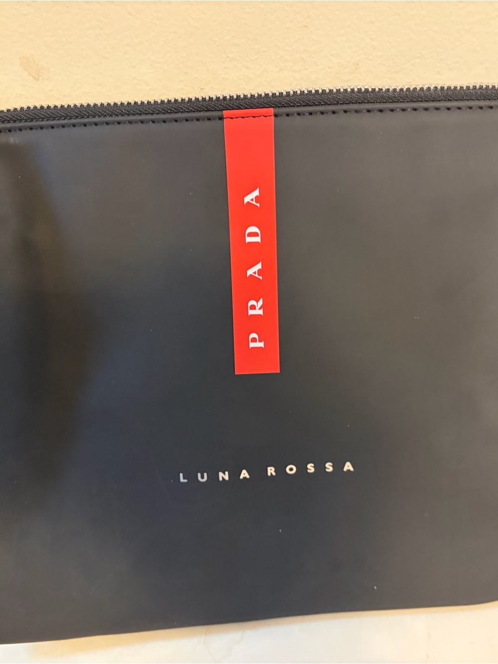 Prada Luna Rossa Carbon Black Red Travel Toiletry Pouch Bag